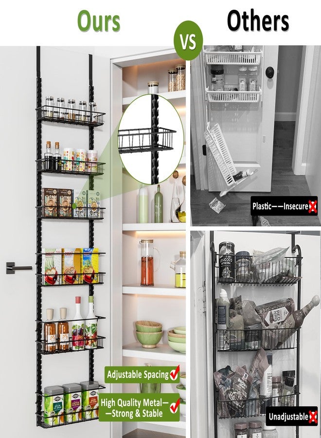 Churboro Over the Door Pantry Organizer Rack with 6 Adjustable Baskets, 6 Tiers Dual-use Spice Rack- Hanging or Wall Mount Spice Rack, Pantry Door Organizer, Black - Image 5